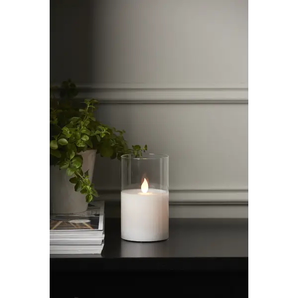 LED Blockljus M-Twinkle Transp. glas 12,5 cm