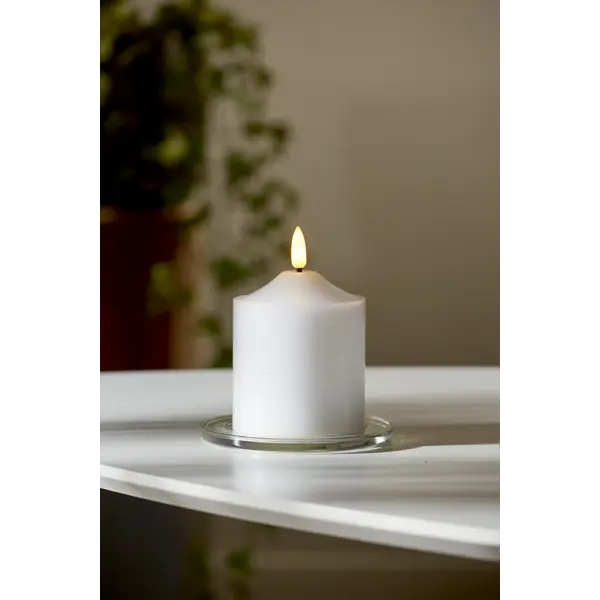 LED Blockljus Flamme Top Vit 7,5x12 cm
