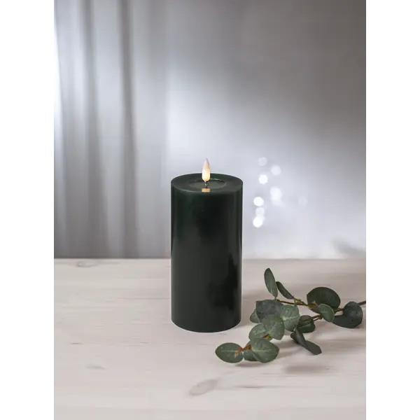 LED Blockljus Flamme Flow Grön 7,5x17,5 cm