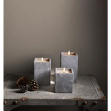 LED Blockljus Flamme Cem Grå 9x11,5 cm