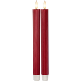 LED Antikljus 2-pack Flamme Stripe Röd 25 cm