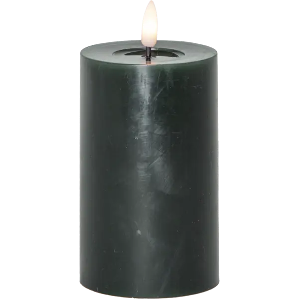 LED Blockljus Flamme Flow Grön 7,5x15 cm