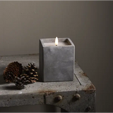 LED Blockljus Flamme Cem Grå 9x11,5 cm