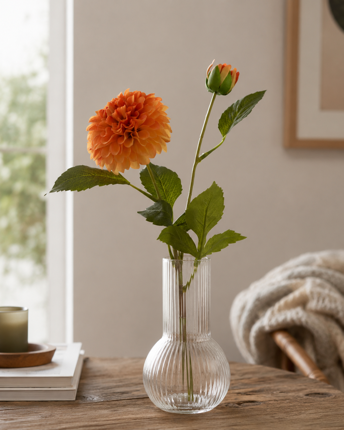 Dahlia pompon orange x2 61 cm