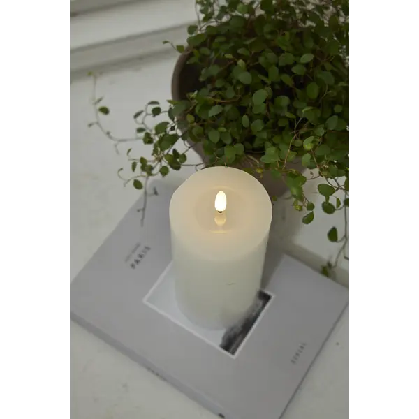 LED Blockljus Flamme Flow Vit 7,5x17,5 cm