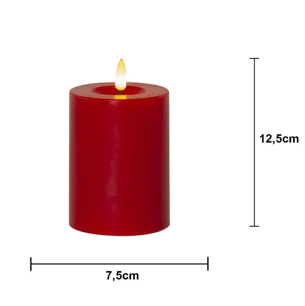 LED Blockljus Flamme Flow Röd 7,5x12,5 cm