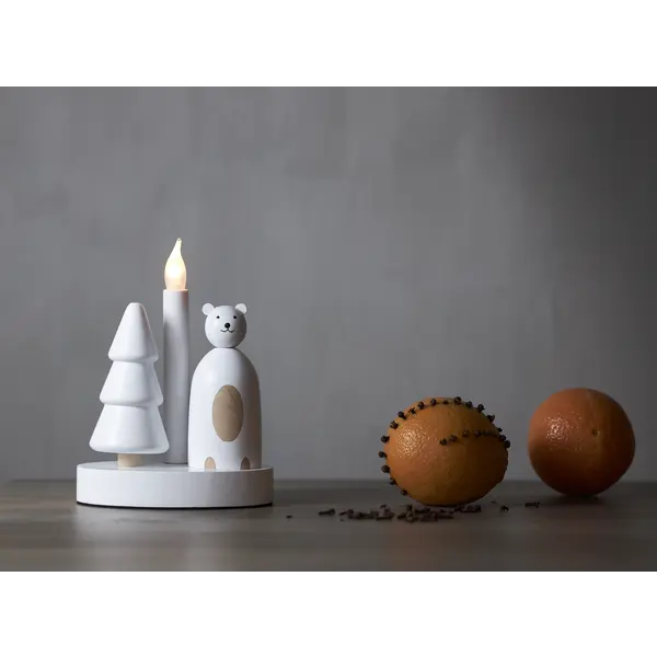 Ljusstake Christmas Joy Vit isbjörn 1L