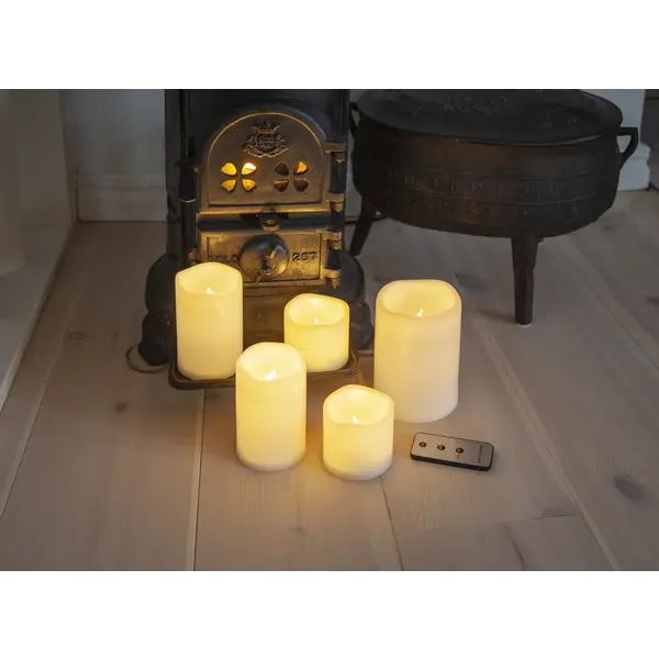 LED Blockljus Paul set of 5 Beige 10x15 cm