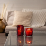 LED Ljus Flamme Dotty Röd glas 9,5 cm
