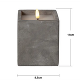 LED Blockljus Flamme Cem Grå 9x11,5 cm