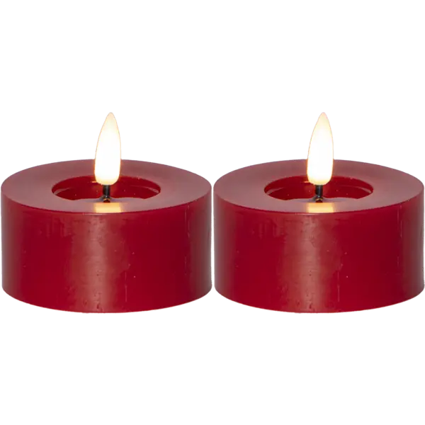 LED Värmeljus 2-pack Flamme Flow Röd 7x5,5 cm