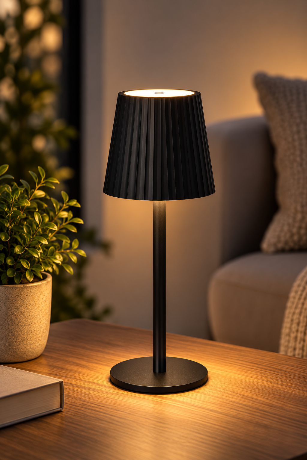 Uppladdningsbar bordslampa – Svart, 27 cm