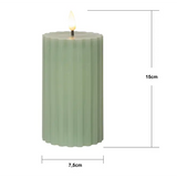 LED Blockljus Flamme Stripe Grön 7,5x15 cm