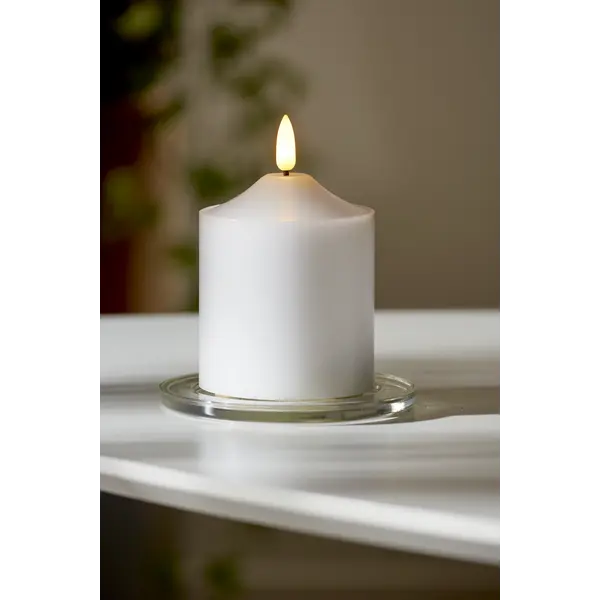 LED Blockljus Flamme Top Vit 7,5x12 cm