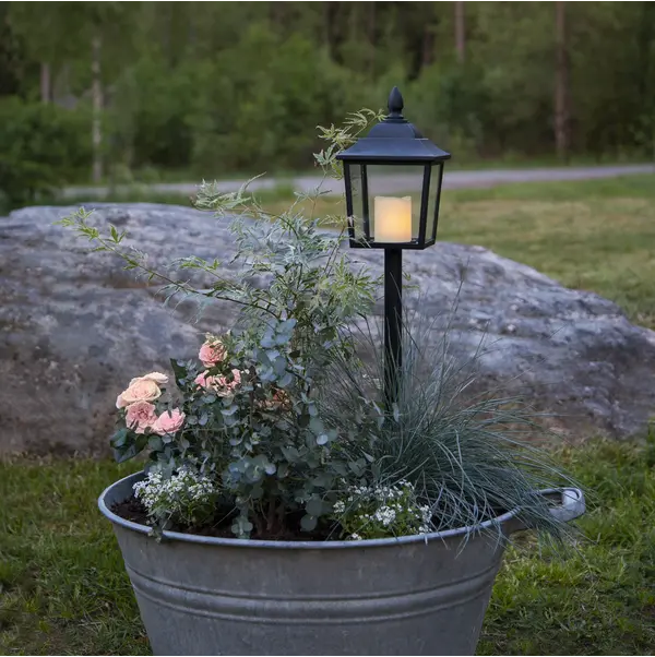 LED Gravlykta Flame Svart 14,5x52 cm