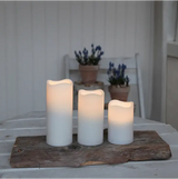 LED Blockljus 3-pack Paul Vit 7,5x11,5/15/18 cm