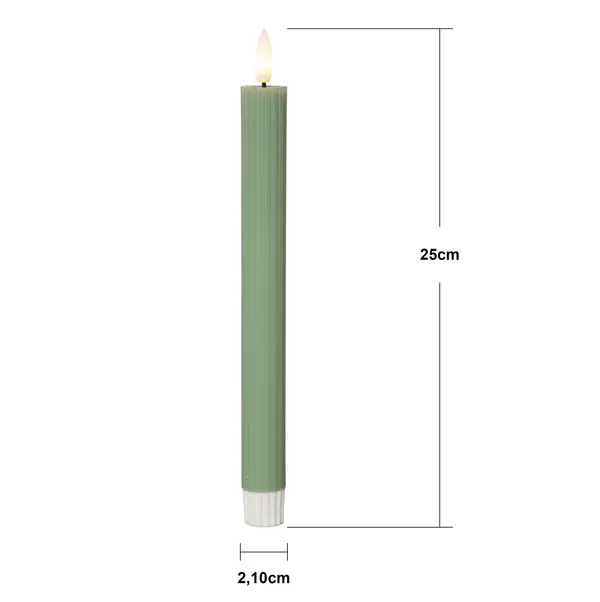 LED Antikljus 2-pack Flamme Stripe Grön 25 cm