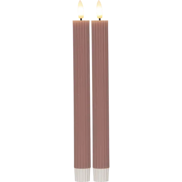 LED Antikljus 2-pack Flamme Stripe Rosa 25 cm