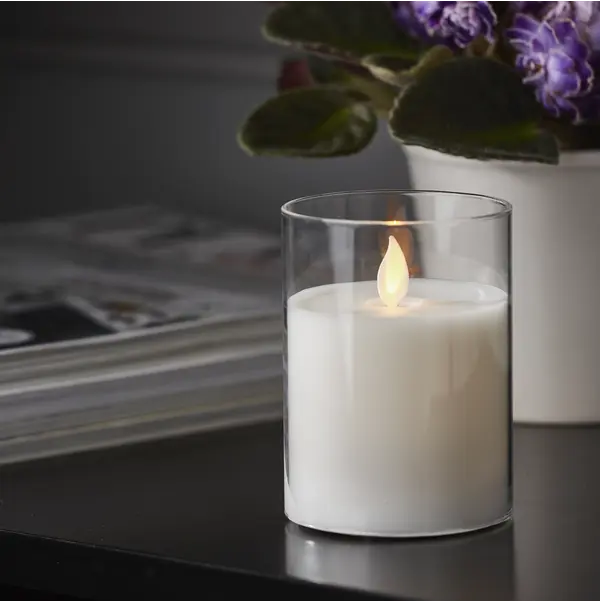 LED Blockljus M-Twinkle Transp glas 10 cm