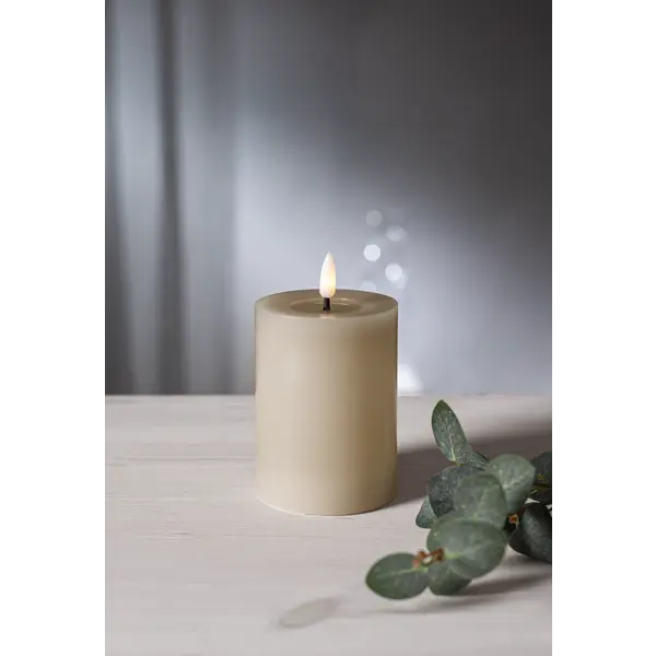 LED Blockljus Flamme Flow Beige 7,5x12,5 cm
