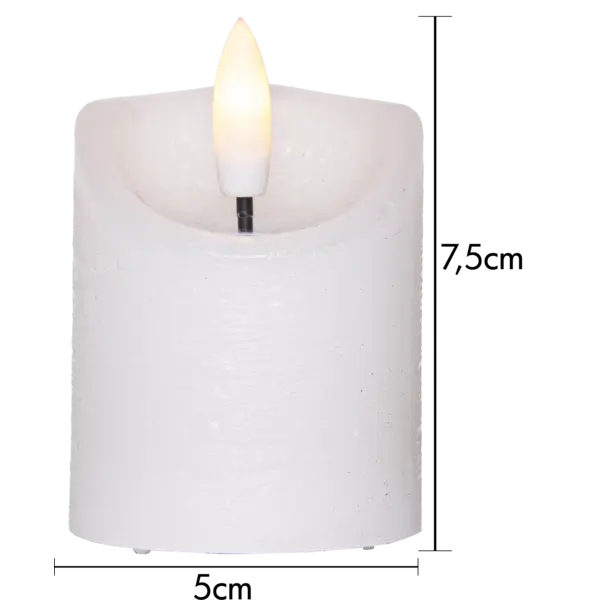 LED Blockljus 2-pack Flamme Rustic Vit 5x7,5 cm