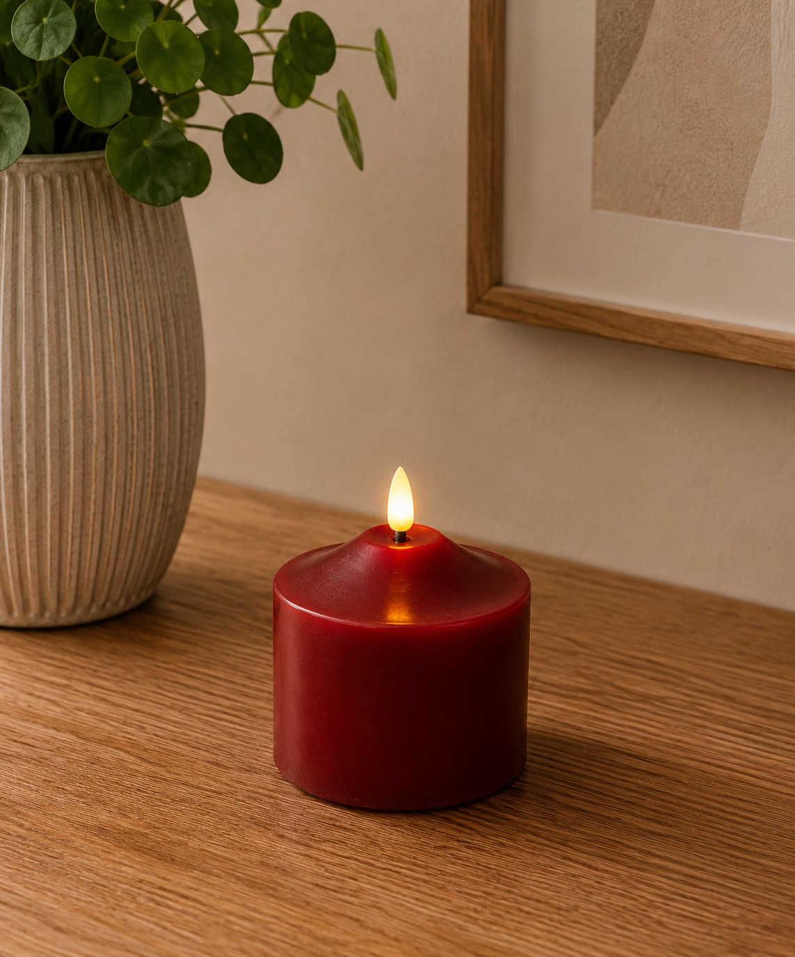 Blockljus LED 'Flamme' Röd H9,5cm