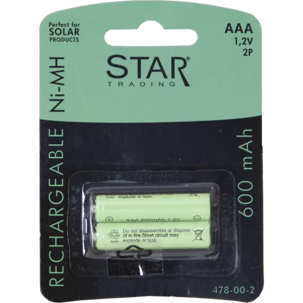 Laddbart batteri AAA 1,2V 600mAh Ni-MH 2 p
