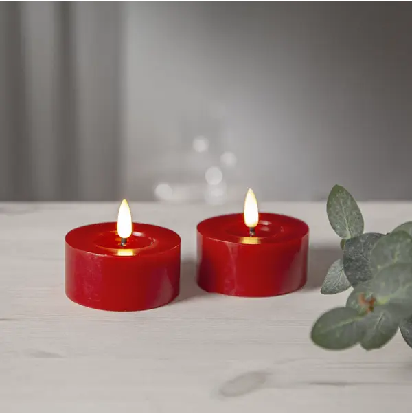 LED Värmeljus 2-pack Flamme Flow Röd 7x5,5 cm