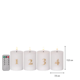 LED Blockljus 4-pack Flamme Advent Vit 7,5x12,5 cm