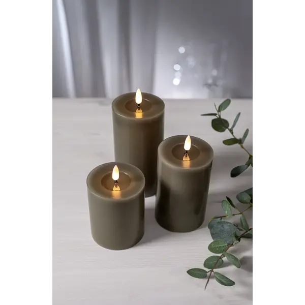 LED Blockljus Flamme Flow Mullvad 7,5x15 cm