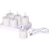LED Ljus 6-pack Flamme Charge Vit 3,8x6 cm