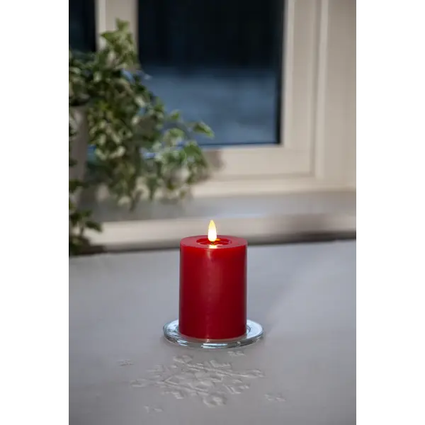 LED Blockljus Flamme Flow Röd 7,5x12,5 cm