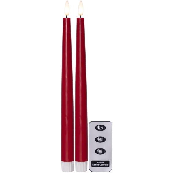 LED Antikljus 2-pack Flamme Slim Röd 28,5 cm