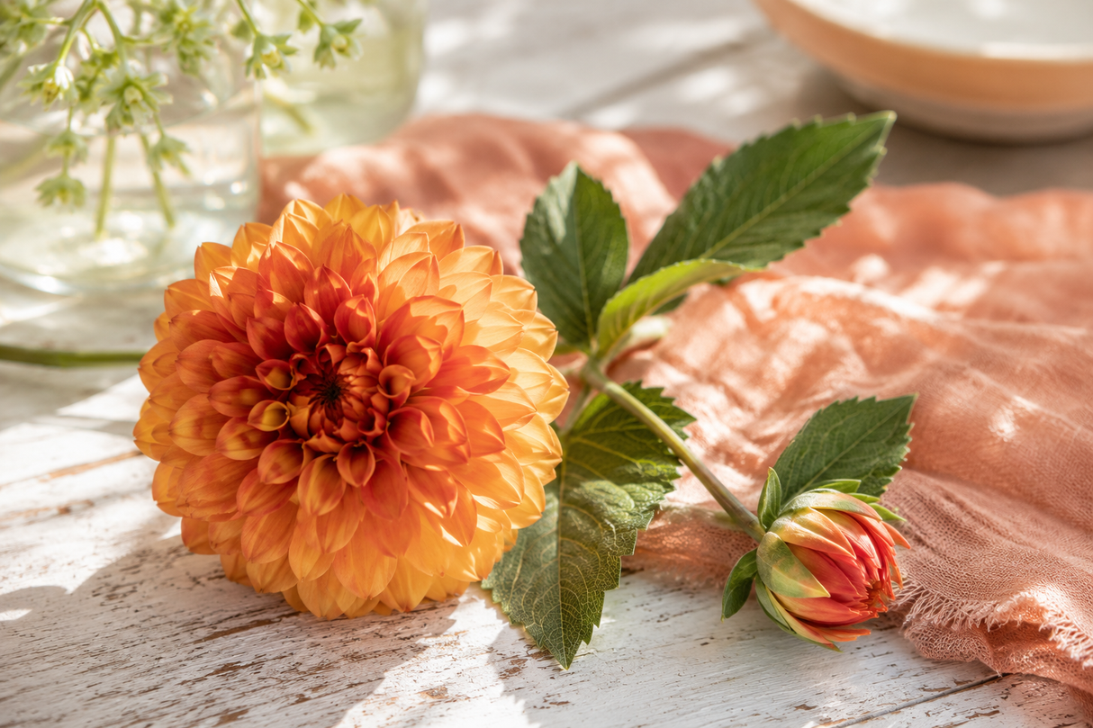 Dahlia pompon orange x2 61 cm