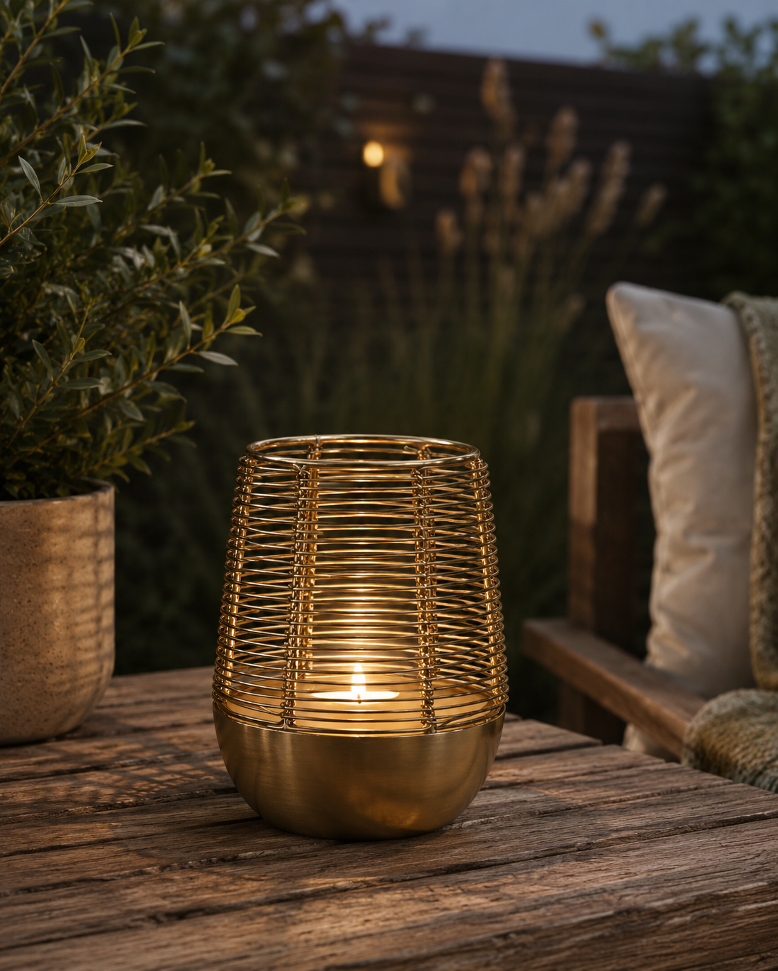 Lykta 'Wire' Guld H12cm