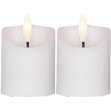 LED Blockljus 2-pack Flamme Rustic Vit 5x7,5 cm