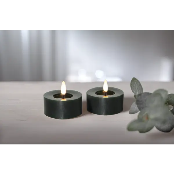 LED Värmeljus 2-pack Flamme Flow Grön 7x5,5 cm