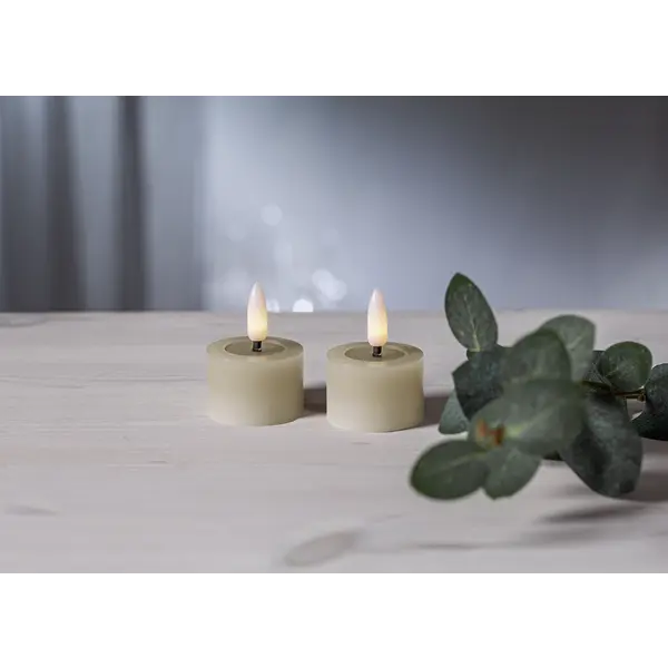 LED Värmeljus 2-pack Flamme Flow Beige 4x5 cm