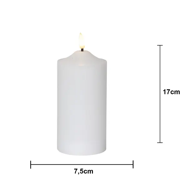 LED Blockljus Flamme Top Vit 7,5x17 cm