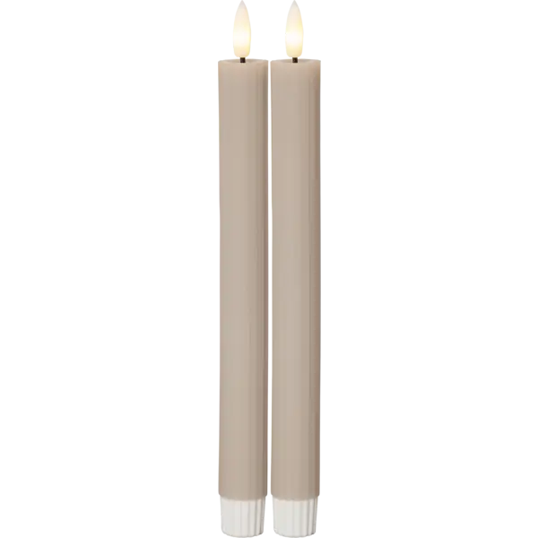LED Antikljus 2-pack Flamme Stripe Beige 25 cm