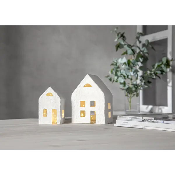 Inomhusdekoration Plain Vit hus 2st